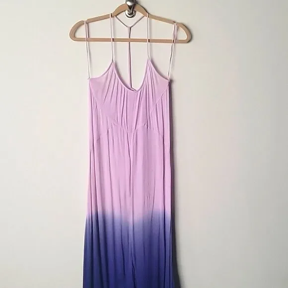 Free People XS Hazy Days Maxi Slip Dress Summer Sexy Purple Boho Ruffle Coquette - Picture 5 of 16